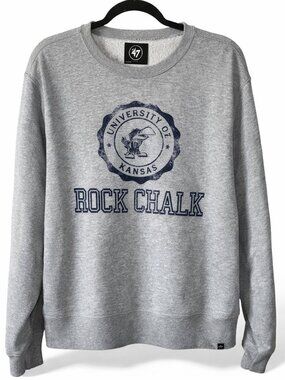 Kansas Jayhawks Rock Chalk Crewneck Sweatshirt Gray XL ’47 Brand NCAA KU